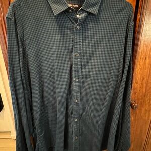 Michael Kors Blue Checkered Casual Button Down Shirt